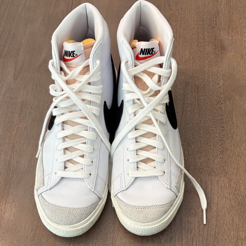 Nike White and Black High-Tops with Orange Detail